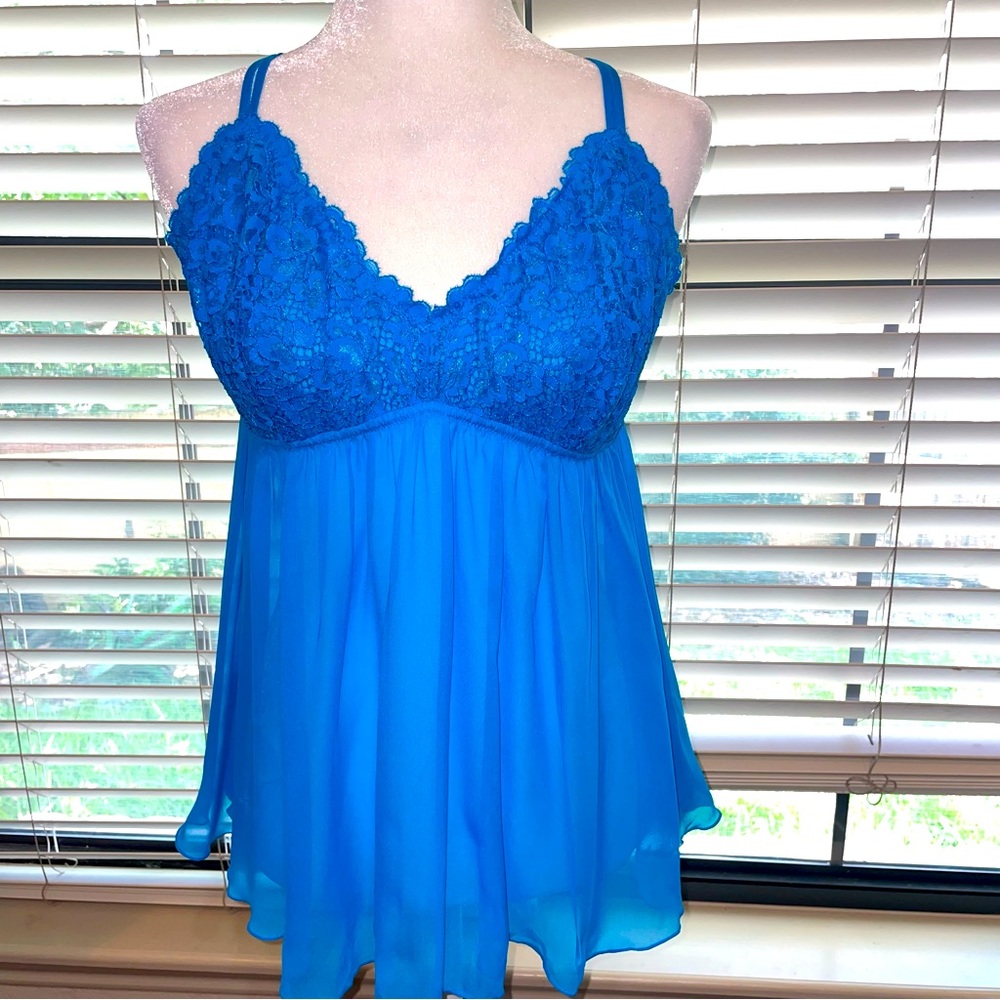 🦋NWT Soma Sheer Floral Lace Babydoll Cami Top Sz XL